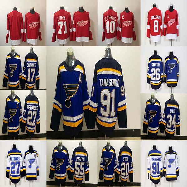 

2017-2018 Season 40 Henrik Zetterberg 71 Dylan Larkin 91 Vladimir Tarasenko 34 Jake Allen 27 Alex Pietrangelo Jersey