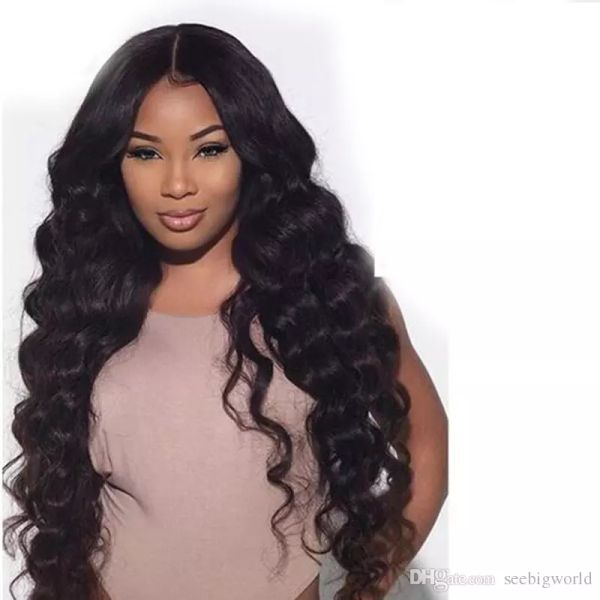

Simulation human hair wig long loo e wave full wig for black women in tock