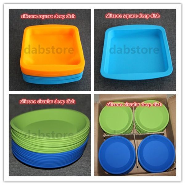 Frete grátis por atacado de Forma Redonda Food grade silicone prato recipiente Silicone prato profundo recipiente para Alimentos / Frutas / cera