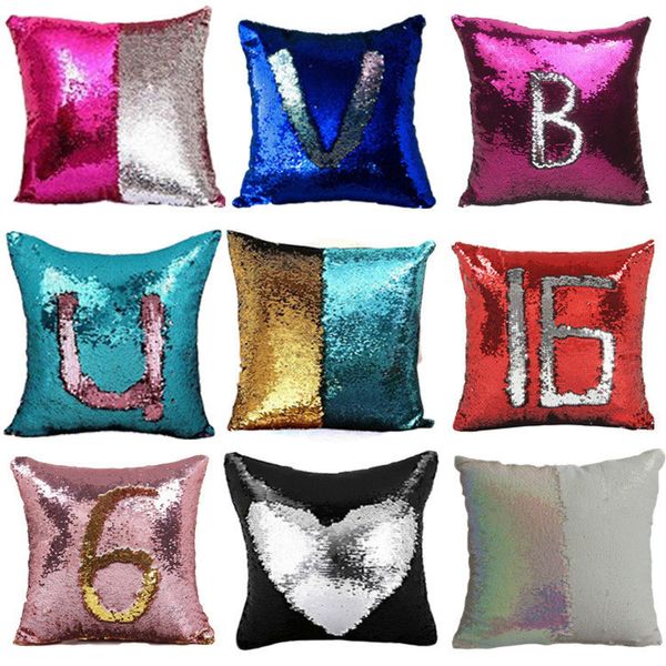 

new sequin pillow case mermaid pillowcase glitter reversible sofa magic double reversible discoloration cushion cover ia1010