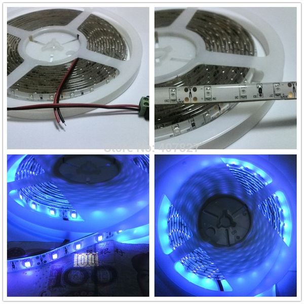 

wholesale-5m led strip light uv ultraviolet purple color light waterproof ip65 3528 smd 60led/m dc12v night fishing boat blacklight