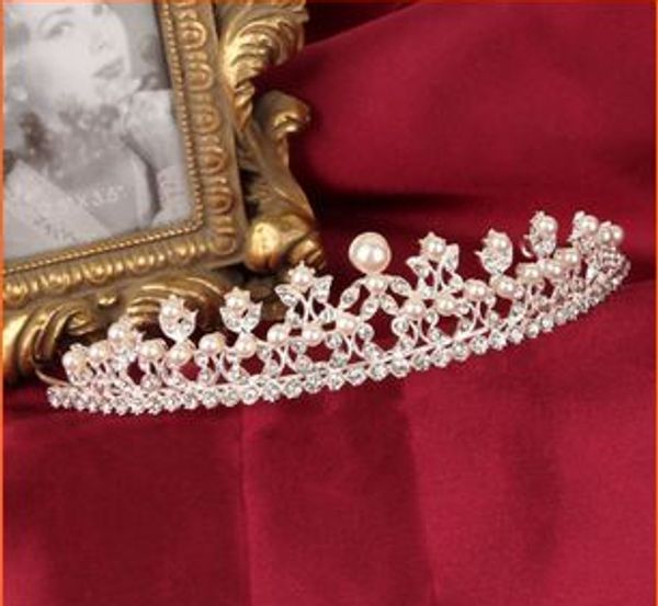 

bride jewelry bridal crown pearl hair accessories crystal rhinestone bride headdress crown, Slivery;golden
