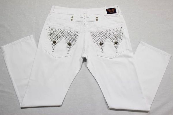 Бесплатная доставка горячие новые осенние и зимние черные и красные робин с блестящими камнями джинсы джинсовые обычные прямые мужские брюки плюс размер 3042