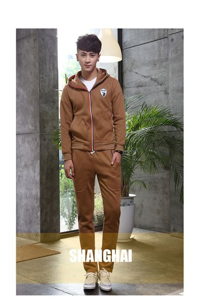 

wholesale-hoody+pants new autumn winter fashion slim fit contracted casual brand men sport track suits s1840, Black
