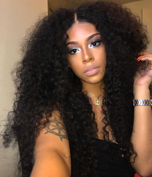 DIVA1 250% Densidade HD Kinky Curly Full Natural Human Hair Wig grossa de renda indiana perucas frontais frontal para mulheres negras al s