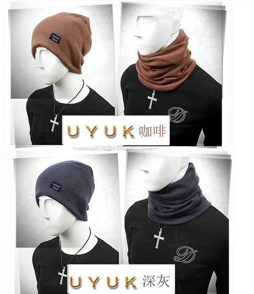 

wholesale-2015 sale new winter polar fleece hat for neck warmer cap scarf outdoor sports hood skullies & beanies accessories free, Blue;gray