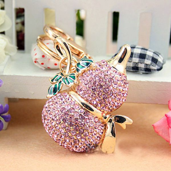 

drop shipping,cool design car keyring,beautiful gourd key chains with rhinestone,purse/handbag charms ,nice gift,alloy keyring, Slivery;golden