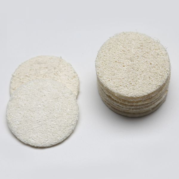 

5.5cm/6cm/7cm/8cm roud natural loofah pad face makeup remove exfoliating and dead skin bath shower loofah