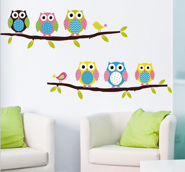 

2015 cartoon cute animal deer owl tree mushroom diy wall sticke wallpaper stickers art decor mural kid's child room decal sticker