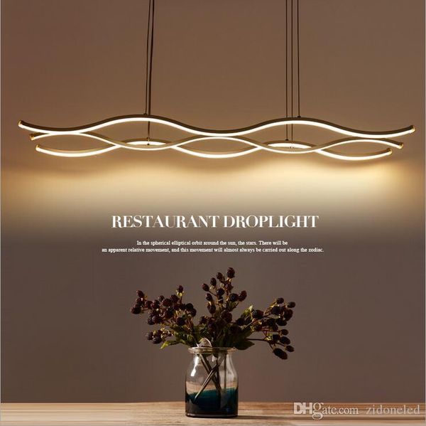 

минимализм современная волна led подвесной светильник люстра алюминиевый подвесной люстра светильники светильники для столовой кухни барная