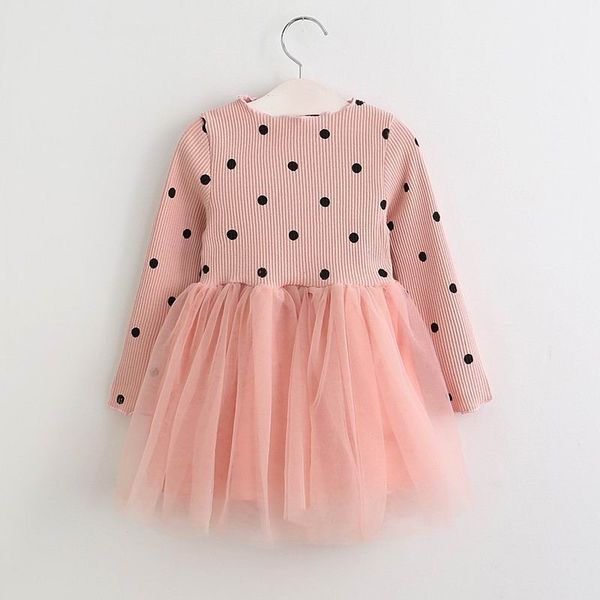 

spring autumn new girl dresses korea style polka dot gauze long sleeve princess dress children clothing 2-6t az470, Red;yellow