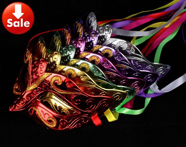 

fashion party masks gold shining plated eye mask half face masquerade mask wedding props mardi gras mask mix color ing