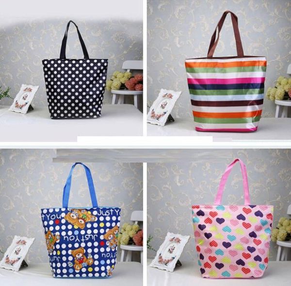 

mix colors Waterproof Beach Tote Shoulder Travel Handbag Shopping Plaid Striped Kitty Cat Animal Print School Bag