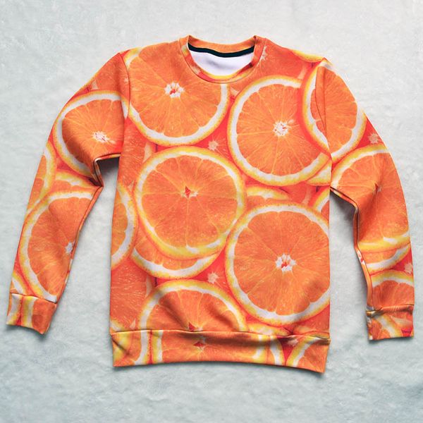 

wholesale-tasty new fashion 3d funny print orange lemon fruit print sweatshirt for men women's antumn/spring casual pullover hoodies, Black