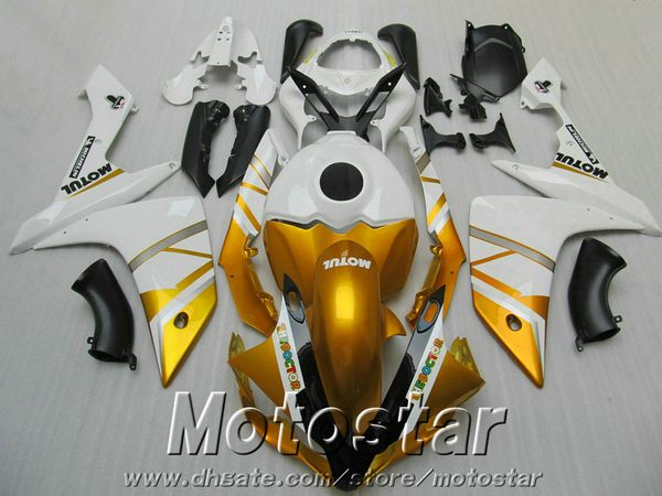 NOVAS Carenagens para YAMAHA YZF R1 2007 2008 kits de carenagem da motocicleta preto branco YZF-R1 07 08 ER7 + 7 presentes