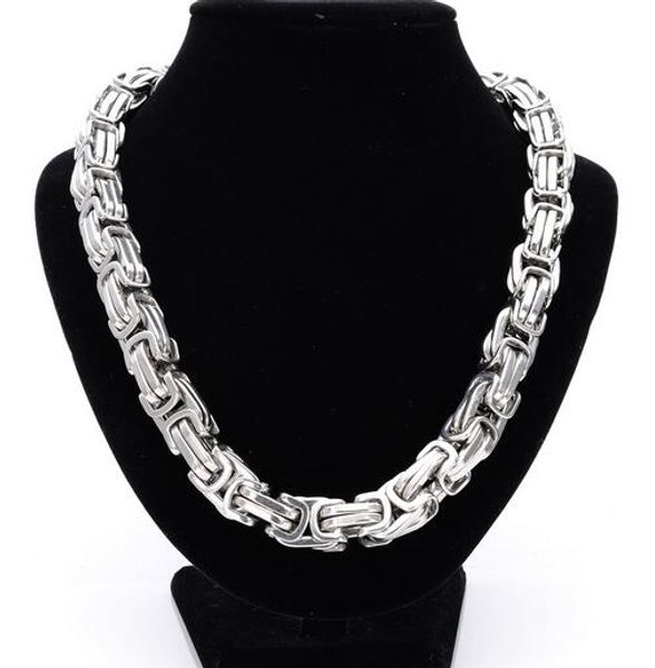 2018 Brand New 252g Heavyweight Huge 316L Stainless steel Large Big Box Byzantine Chain Necklace 12mm 24'' Cool Gifr for Men'S JEWELRY