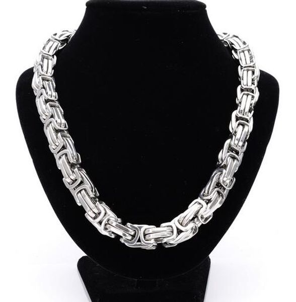 

2018 brand new 252g heavyweight huge 316l stainless steel large big box byzantine chain necklace 12mm 24'' cool gifr for men', Silver