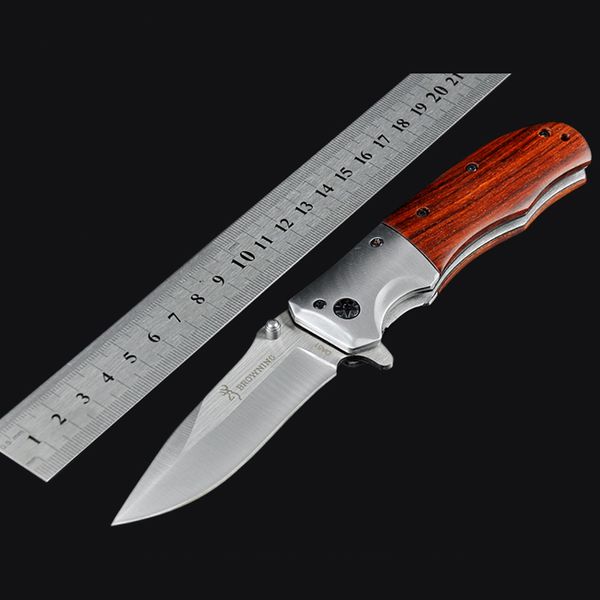 Browning DA51 Coltello da caccia pieghevole 440C Coltello tascabile di sopravvivenza a lama aperta veloce multi attrezzi da campeggio con manico in legno di sequoia Alta qualità!