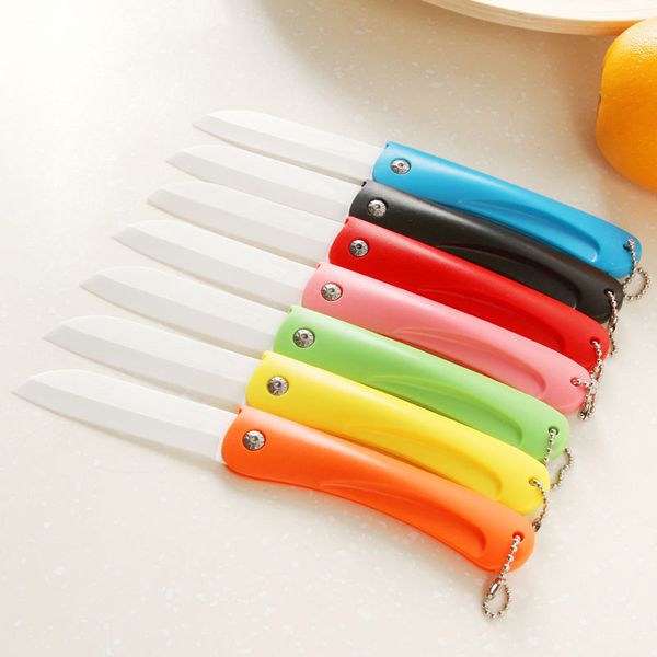 

wholesale-new mini ceramic knife gift knife pocket ceramic folding knives kitchen fruit paring knife with colourful abs handle