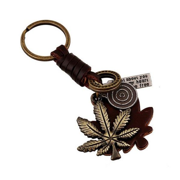 

старинные кос кожаный брелки мода сплава кленовый лист кулон брелок мужская панк сумочка аксессуары y120, Slivery;golden