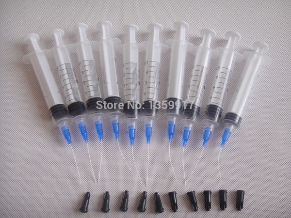 

10 sets syringes 10ml +22g 1.5" pp flexible tips, compatible with efd