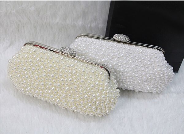 Hot Style Fashion Beaded Women's Handbag Full Pearl Bridal Satin Party Clutch Woman Bags For Evening Wedding