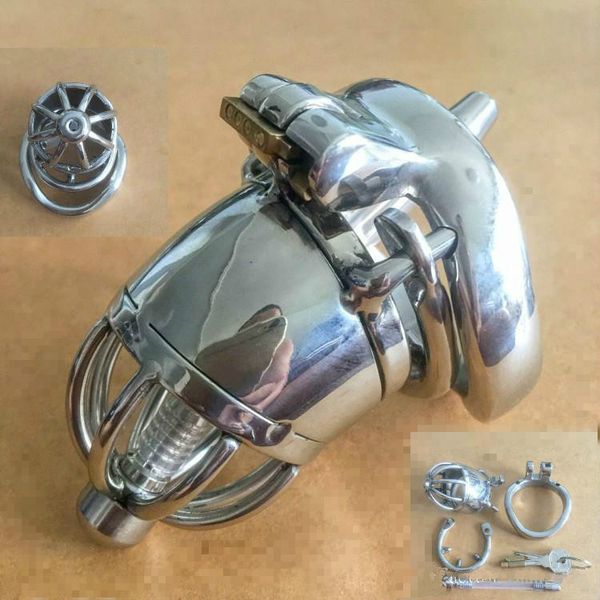 

new design 75mm length stainless steel super small male chastity device with catheter and anti-off version 2.75" short cock cage for bd