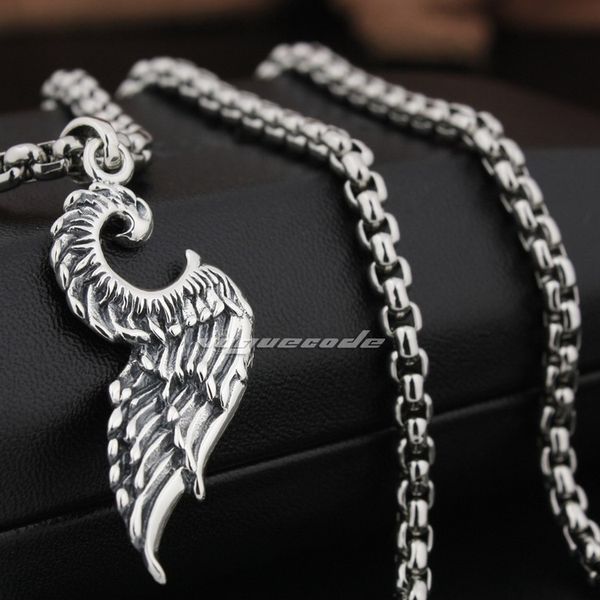 

devil wing 925 sterling silver mens biker punk pendant 8q015(necklace 24inch