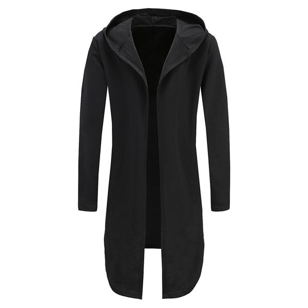 

wholesale- men hooded sweatshirts black gown hip hop mantle hoodies fashion jacket long sleeve open front cloak man's coats jacket outw