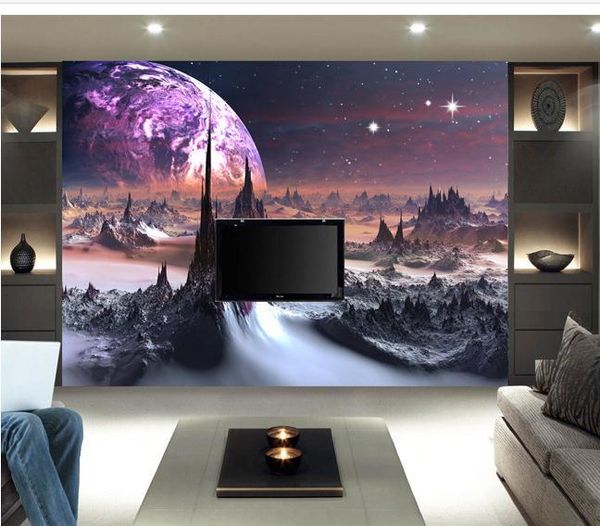 

large mural papel de parede universe landscape painting backdrop wall sticker wholesale factory direct 865a