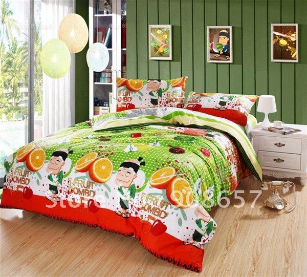 2019 Orange Green Fruit Ninja Prints 100 Cotton Full Queen Girl S