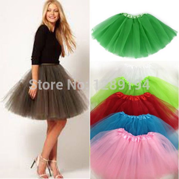 

wholesale-women girl pretty elastic stretchy tulle teen 3 layer tutu skirt ball gown tutu skirt, Black