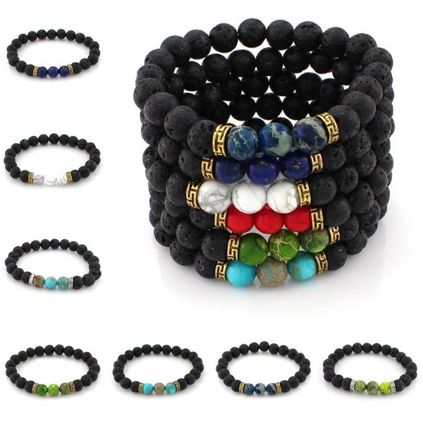 

2017 New Colorized Beads Men's Women's Natural Stone Strands Bracelet For Fashion Jewelry Crafts Lava Rock Beads Charms Bracelets B362S