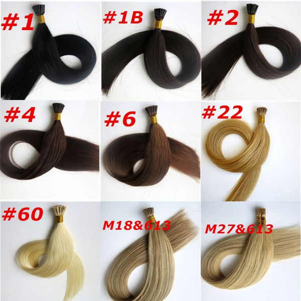 

pre bonded i tip human hair extensions 50g 50strands 18 20 22 24inch straight brazilian indian human hair, Black