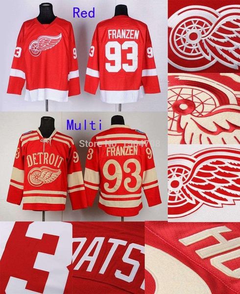 

2016 новый, мужская detroit red wings # 93 йохан франзен хоккейные майки красный 2014 белый зимний классический, новые сшитые трикотажные из, Black;red