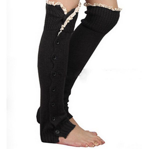 

womens boot socks women for knitted leg warmers for boots ers, Black;white