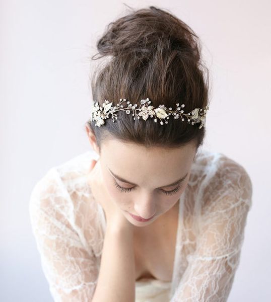 

lk extinctive royal glamour bridal tiaras sparkling crystals princess pearl rhinestone crown headband hair accessories party wedding tiara, Silver