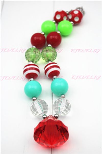

red color chunky bubble gum little girl's necklace ball shape cb011, Silver