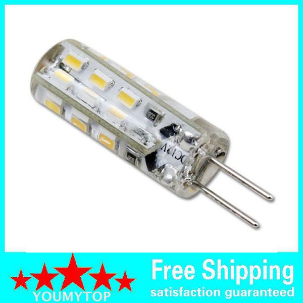 Dimmerabile di alta qualità G4 Led 12V 24 Led 3014 Chip Lampada al silicio DC12V Cristallo Corn Light 3W Lampadina Illuminazione 30 Pz / lotto