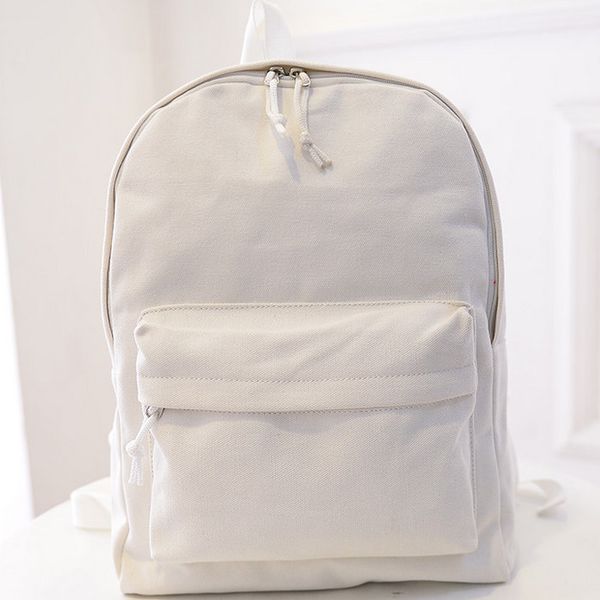 White Backpack Muji Day Pack Woman Blank School Bag Casual Pure Girl