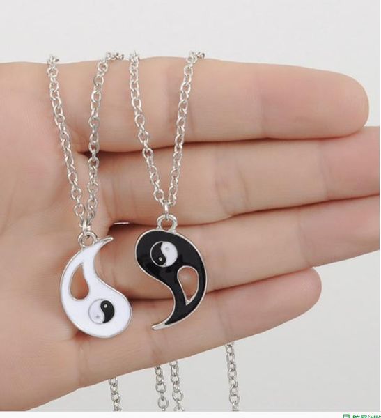 Yin Yang Pingente de Colar Preto Branco Casal Irmã Amizade Amizade Jóias Presentes Exclusivos Personalizados