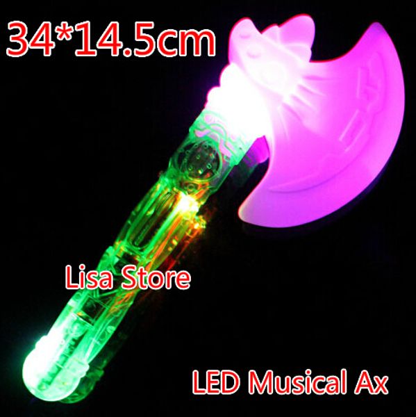 

ems 40pcs led flash glow musical ax axe 34*14.5cm costume dress up props led light flash sword kids toy party disco christmas gift