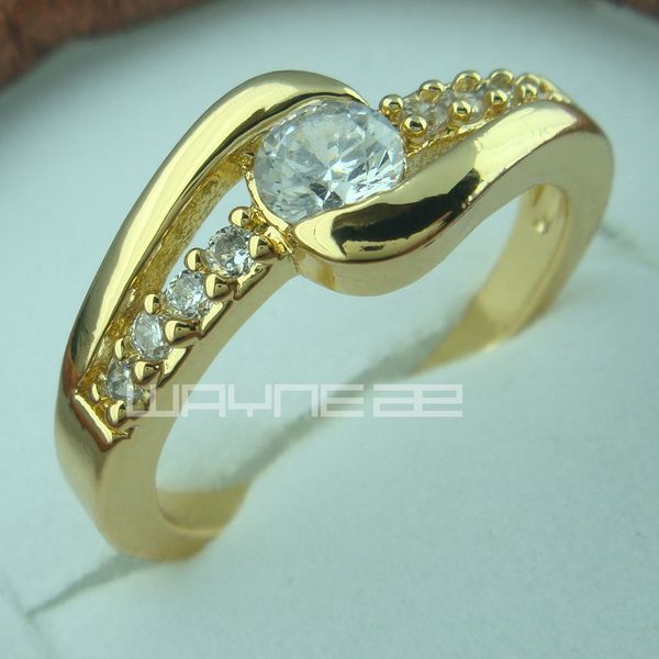 

18k золото gf имитация бриллиантовое обручальное кольцо твердых r157 size8, Silver