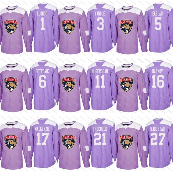 

2018 Purple Fights Cancer Florida Panthers 5 Aaron Ekblad Bjugstad Trocheck MacKenzie Barkov Huberdeau Petrovic Yandle Luongo Hockey Jerseys
