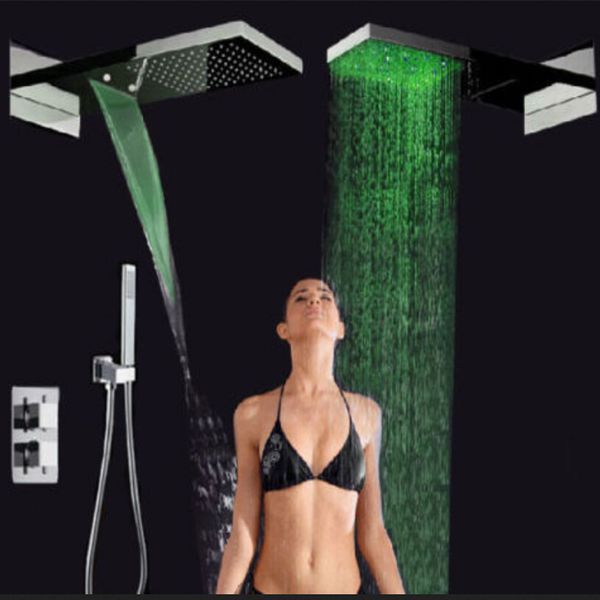 

оптом и в розницу продвижение led цвет изменение термостатический водопад душ кран с ручной душ смеситель