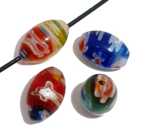 

new fashion mixed millefiori loose glass lampwork oval spacer loose beads jewelry making diy multi colors, Crystal