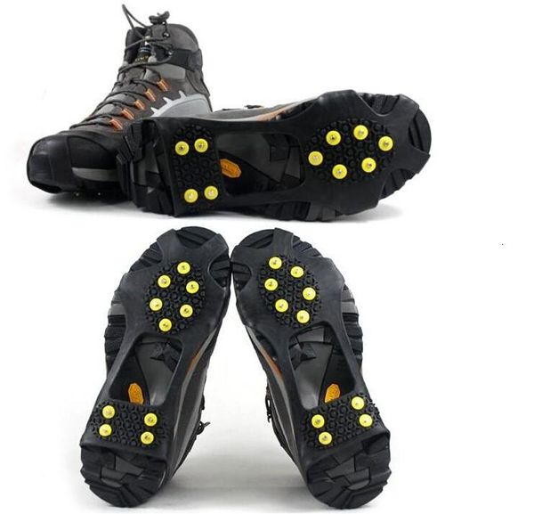 

10 tacks teeth spikes anti-slip ice grip ice rubber magic spike winter walking sports anti-slip overshoes outdoor shoes cover, White;pink