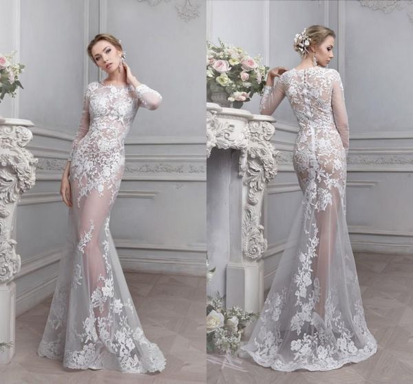 2017 Vintage Lace See Through Wedding Dress Sheer Illusion Bodice ... 2017 Vintage Lace See Through Wedding Dress Sheer Illusion Bodice ...