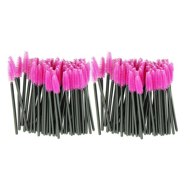 

400pcs/lot one-off disposable make up brush pink synthetic fiber eyelash brush mascara applicator wand brush drop shipping