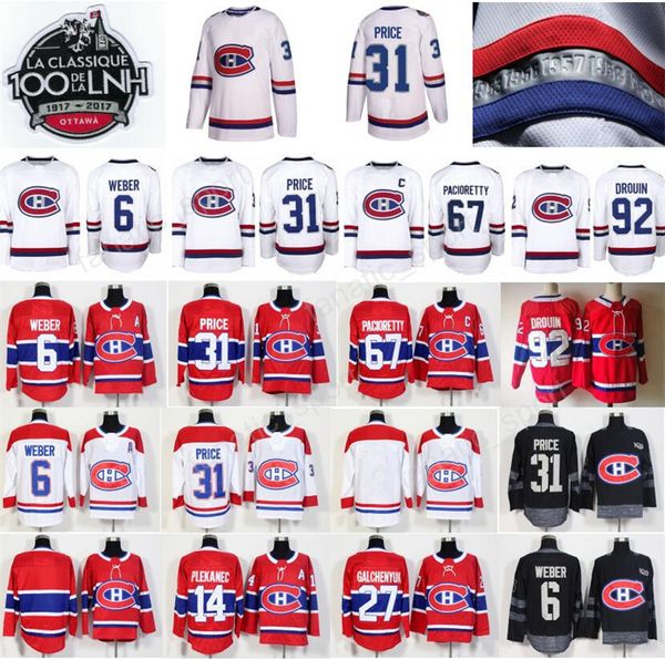 

2018 canadiens 100th classic jerseys montreal 11 brendan gallagher 27 alex galchenyuk 14 tomas plekanec 92 jonathan drouin hockey jerseys, Black;red